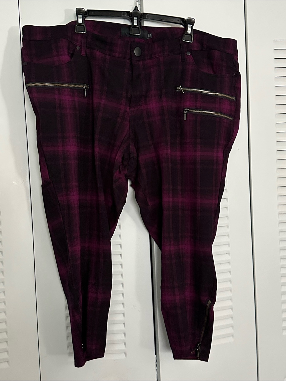 torrid Dark Plum & Black Plaid Ankle Zip Pants